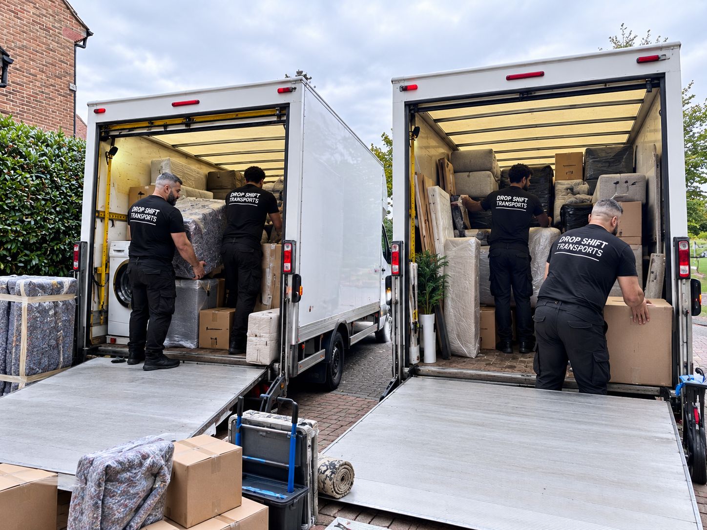 Protected flooring and packed items during a DropShift relocation